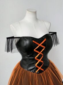 Sunspun Plus Size Women Halloween Witch Dress - Multicolor - View 3