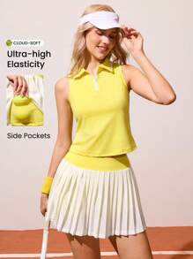 CourtClass مجموعة فستان تنس للنساء تتكون من 2 قطعة: سترة رياضية متعددة الاستخدامات وتنورة قصيرة مطوية - متعدد الألوان - مشاهدة 1