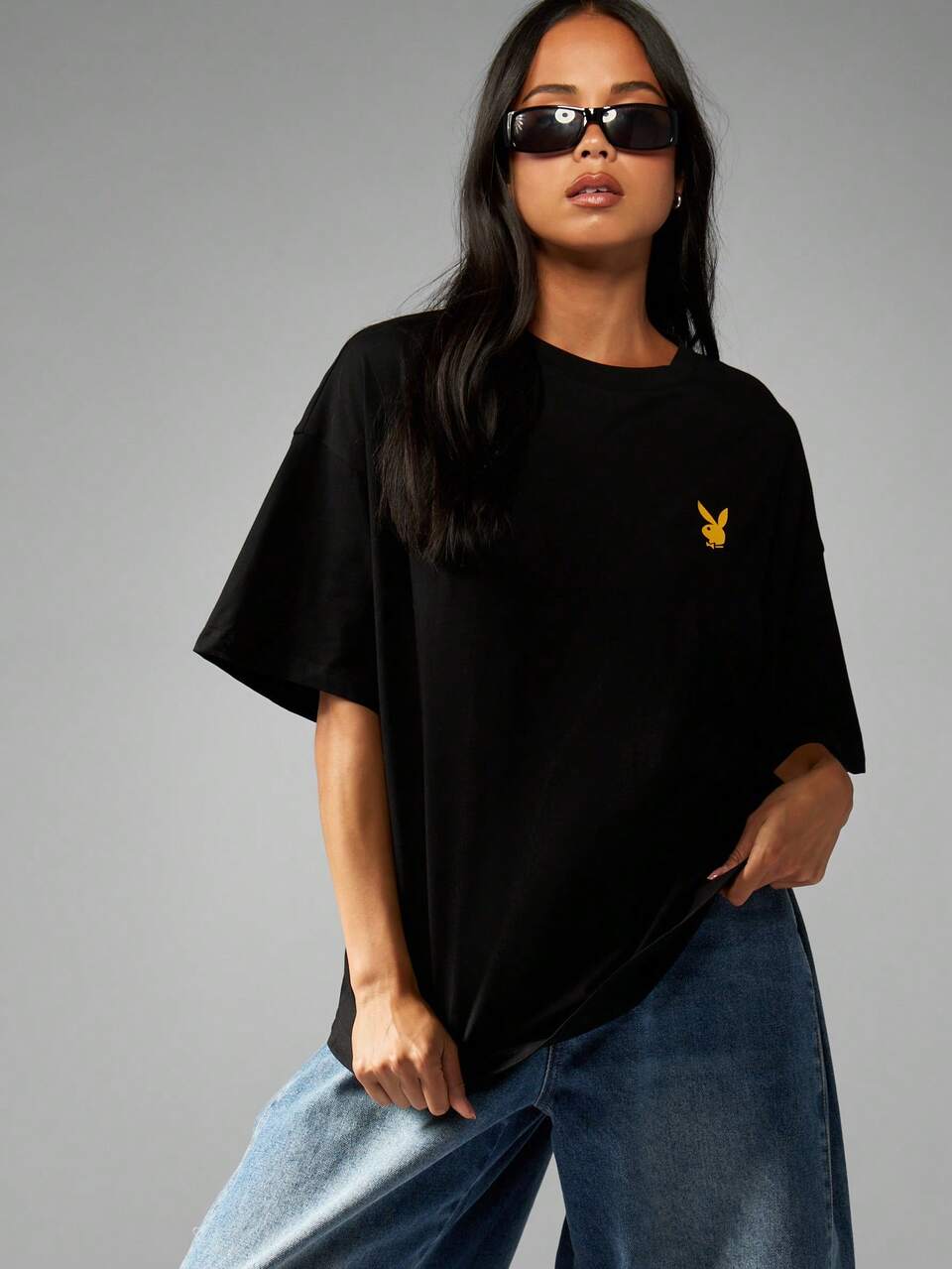 Missguided x Playboy Retro Magazine Cover Print Oversized Tshirt With Large Back Graphic Vintage Photo 90s Grunge Streetwear Aesthetic Lounge Relaxed Casual Statement