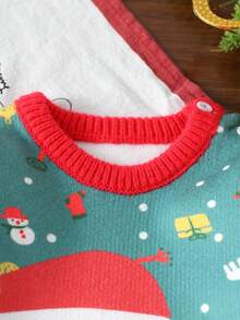 Toddler Boys' Christmas Santa Claus Pattern Knit Sweater,Green,Autumn,Funny Graphic,Matching Family Baby Clothes Knitted Fall Winter Kids Sweaters - Multicolor - View 3