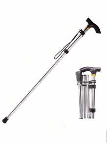 1 件户外可折叠登山杖，5 节伸缩手杖，适合徒步旅行、露营、旅行、老年人