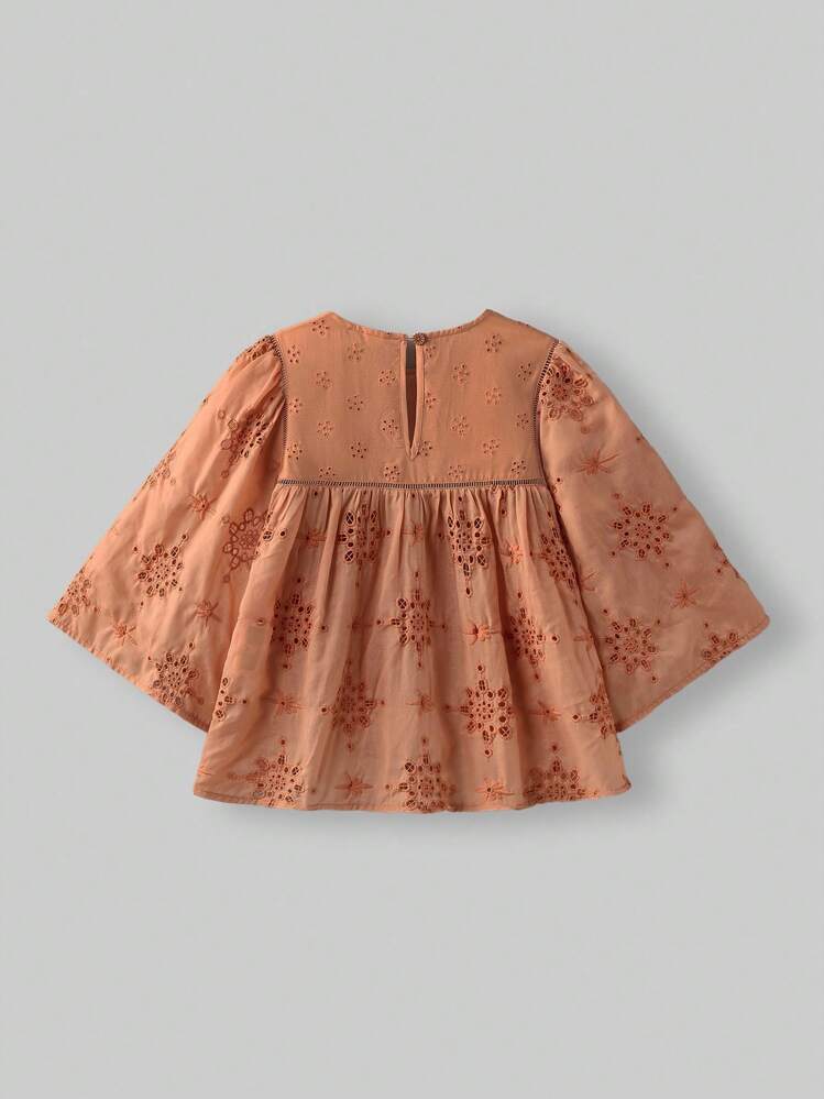 Maija Kids Maija Kids Tween Girls' Oversized Embroidered Blouse, Shirt, Top, Back To School, Summer Tops, Y2K, Clothes, Blouses For Girls, Fall, Vacation, Boho Tops - Camel - View 2