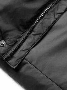 DAZY 男式纯黑色连帽加厚冬季夹克 - 黑色 - 查看 3