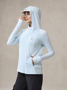 OutZeal Chaqueta de malla transpirable y resistente a los rayos UV con protección UPF50+ que se puede empaquetar, ideal para excursionismo y camping - Celeste - Ver 8