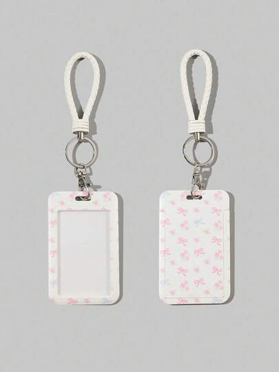 Kawaii 1pc Cute Bowknot Flip ID Card Holder, Back To School