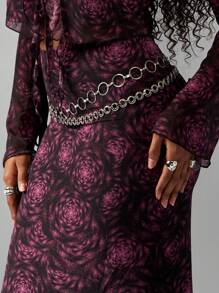 MISSGUIDED Saia Longa Elegante de Chiffon com Estampa Floral, Comprimento Longo, Design de Camada de Tule, Cintura Empire, Ideal para Coquetel, Casamento, Festa, Férias