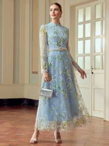 ZEYLAH Váy thêu sequin thanh lịch dành cho nữ - màu xanh lá - Xem 5