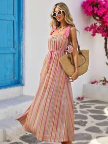 Vivid Eden Vestito casual da donna con spalline larghe, schiena scoperta, adatto per le vacanze