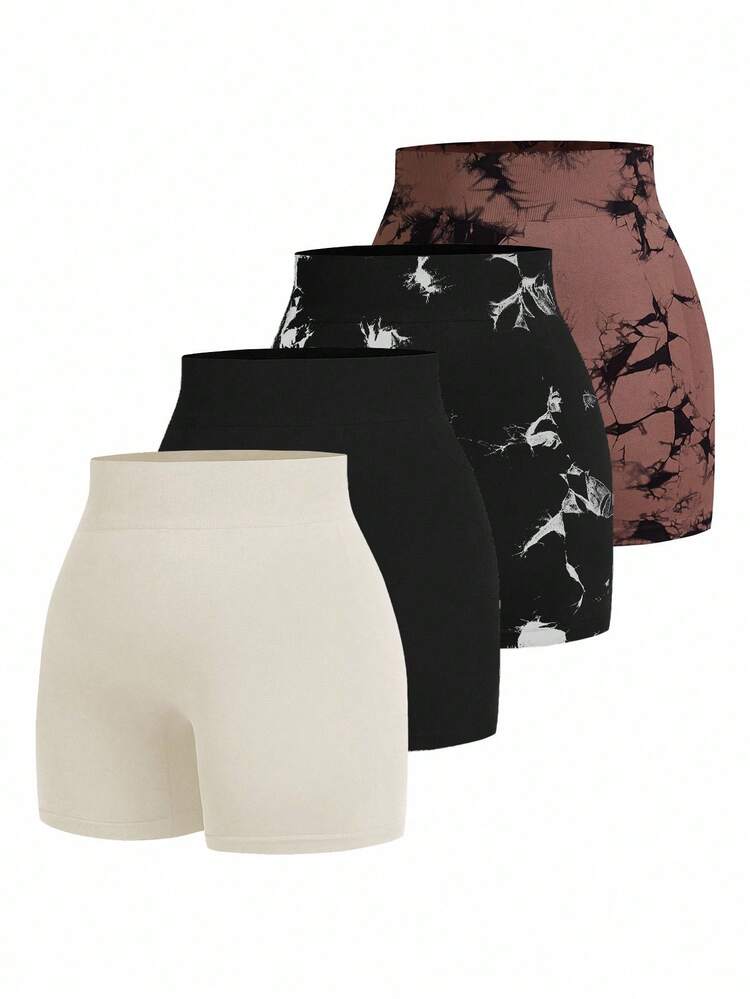 Easithlete Plus Size Plain & Printed Casual Sports Shorts - Multicolor - View 13