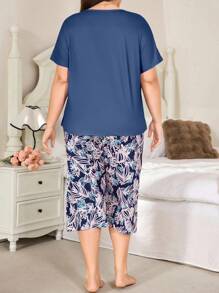 SHEIN Bộ đồ ngủ mùa hè in hoa thường ngày cỡ lớn dành cho nữ Bộ đồ ngủ mùa hè Bộ đồ ngủ mùa hè Bộ đồ mặc nhà cho nữ Bộ đồ ngắn, Trang phục - Nhiều màu - Xem 2