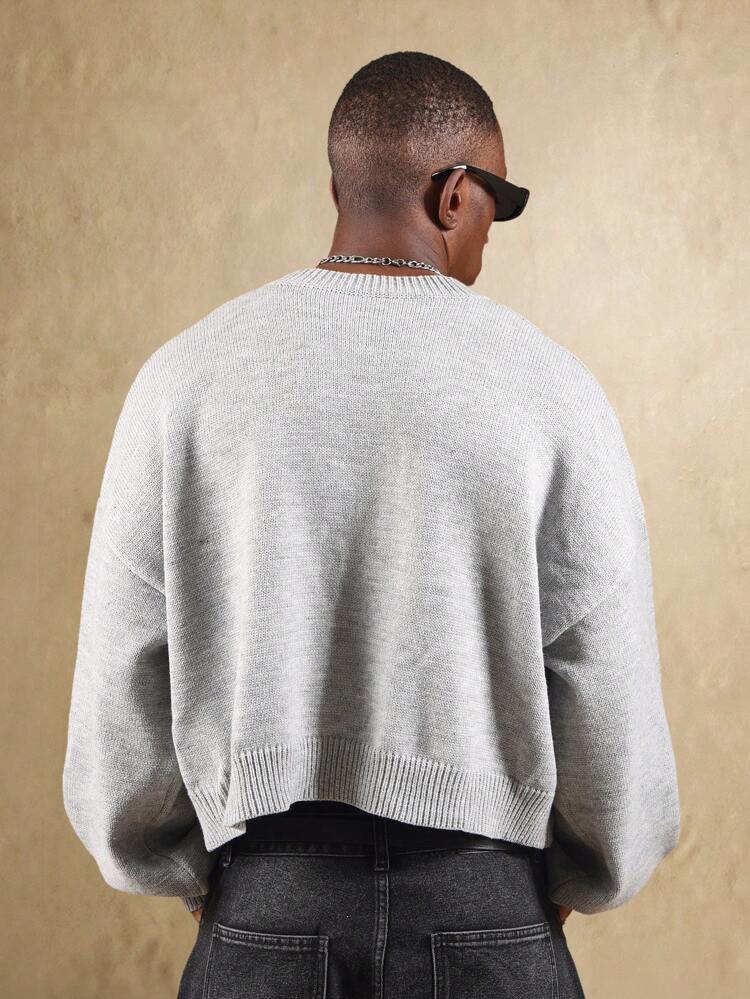 Cropped Monogram Knit Jumper With Ribbed Trim