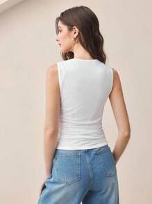 BizChic Women's 2025 Summer Casual Business Daily Elegant Beach Resort Tank Top, Suitable For Wedding Guests, Country Music Festival, Brunch, Airport Wear, 90s Vintage, Style, American Independent Watercolor Print Tank Top - White - View 3