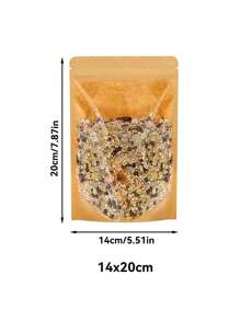 50个透明正面棕色牛皮纸拉链塑料包装锁袋自立袋拉链锁可重复密封袋坚果咖啡食品储存包装包 - 棕色 - 查看 16