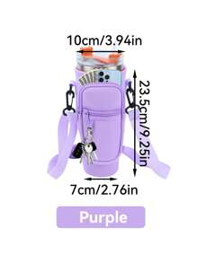 1 件带手机袋的水瓶袋，适用于 40/30 盎司带手柄的玻璃杯，带可调节肩带，钥匙钩，适合徒步旅行露营运动水瓶套隔热袋斜挎包 - 彩色 - 查看 21