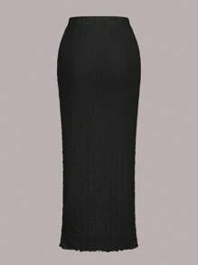 SHEIN EZwear Solid Textured Skirt