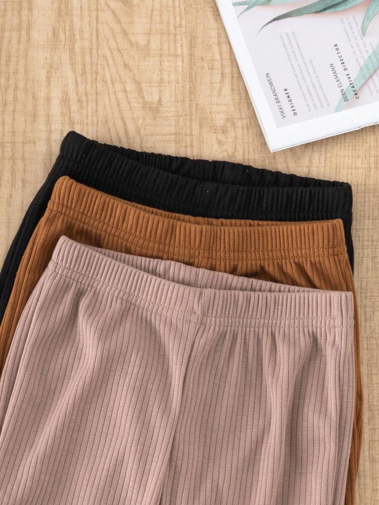 Elladie kids 少女纯色罗纹喇叭休闲裤 - 彩色 - 查看 7