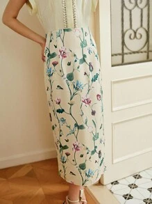 Omancia New Autumn Elegant Silk Linen Nail Beads Rhinestone Lapel Shoulder Short Sleeve Shirt Print Hip-Wrapped Dress Suitable For Festivals, Back To School, Teacher's Dress, Halloween, Thanksgiving - Yellow - View 3