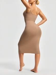 SHAPORA 女式纯色细肩带紧身无缝吊带连衣裙