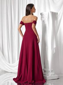 Coutiva 女士正式晚礼服（华丽装饰） - 酒紅色 - 查看 2