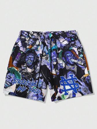 Street Life Herren bedruckte Webshorts, geeignet für Frühling/Sommer Alltagstragen