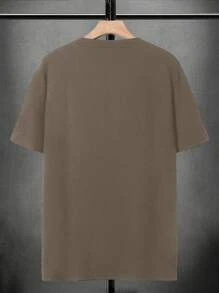 Manfinity Homme Men's Solid Color Round Neck Drop Shoulder Short Sleeve Casual Loose T-Shirt, Summer