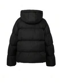 DAZY 男式纯黑色连帽加厚冬季夹克 - 黑色 - 查看 5