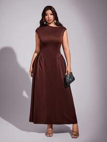 Viva Relle Plus Size Off-The-Shoulder Sexy Dress - Brown - View 6