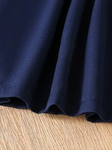 少女海军蓝百褶蝴蝶结半身裙，可爱校园风，百搭休闲通勤日常穿搭 - 寶藍色 - 查看 8
