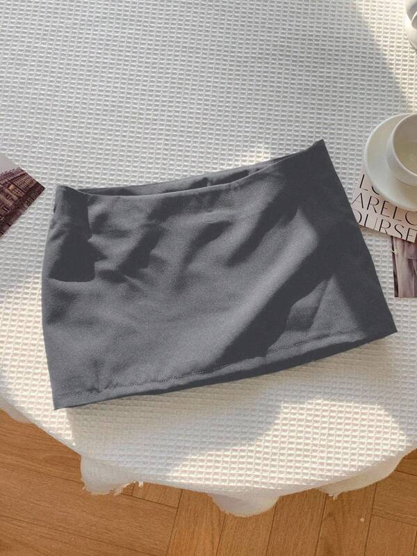 Comfortcana Minifalda Sólido De Color Para Mujeres Con Cremallera