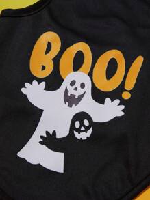 PETSIN 1 Pet Halloween Black And White Ghost Print Vest - Multicolor - View 5