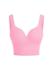 SHEIN Sports 简约无缝舒适运动文胸 - 彩色 - 查看 3