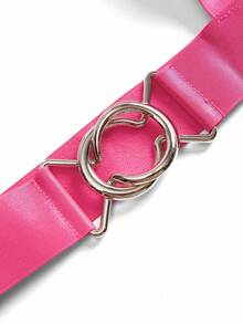 Fantasy Costume 女式性感粉色金属环装饰无袖紧身衣服装 - 玫紅色 - 查看 3