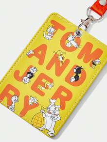 TOM & JERRY X SHEIN Letter & Cartoon Pattern Cute Card Holder - Yellow - View 4