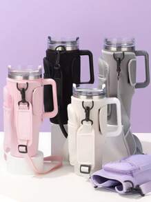 1 件带手机袋的水瓶袋，适用于 40/30 盎司带手柄的玻璃杯，带可调节肩带，钥匙钩，适合徒步旅行露营运动水瓶套隔热袋斜挎包 - 彩色 - 查看 2