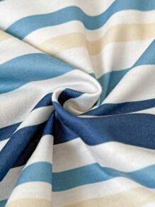 6 件套男婴夏季休闲度假海滩风格树叶和条纹印花 T 恤和短裤套装 - 彩色 - 查看 6