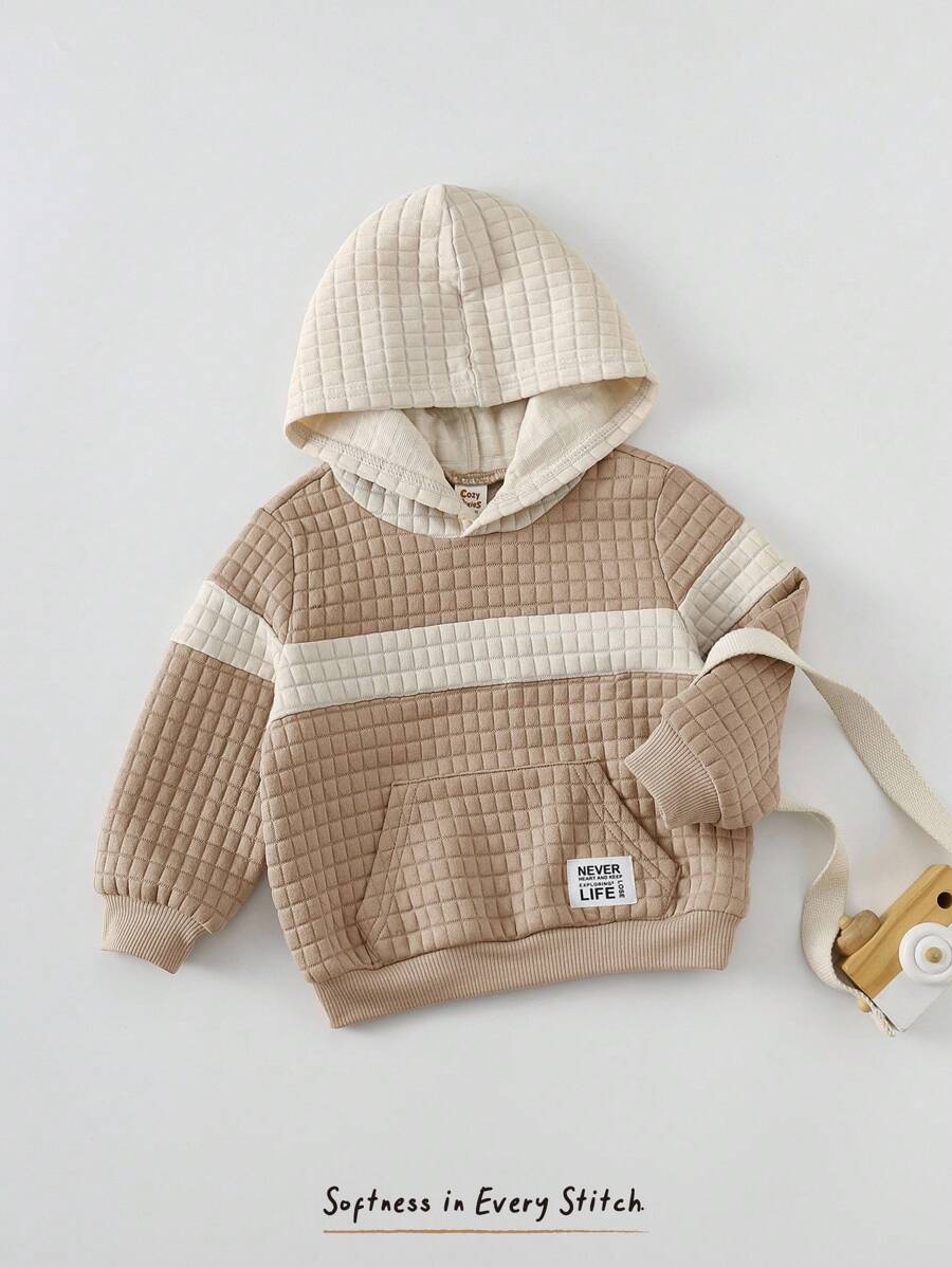 Cozy Pixies 男婴装饰织唛柔软针织连帽长袖套头卫衣 婴儿卫衣 男婴卫衣 婴儿冬装 针织婴儿卫衣 婴儿绗缝卫衣 绗缝婴儿卫衣 中性婴儿服装 婴儿上衣 秋季 - 彩色 - 查看 1