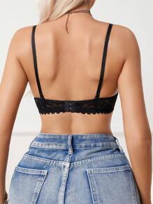 SHEIN 1pc Women Lace Patchwork Underwire Bra