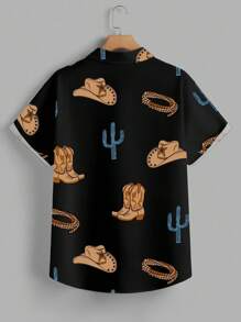 Manfinity RSRT Men's Casual Western Style Printed Shirt, Summer