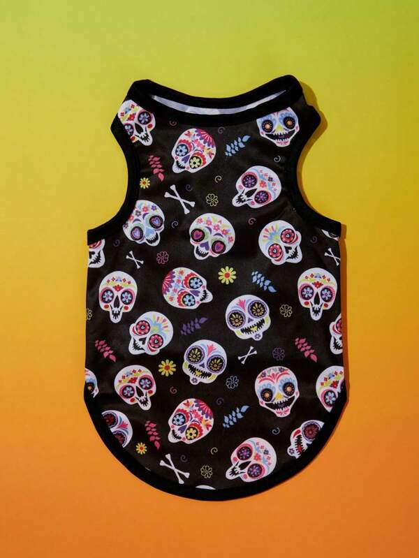 PETSIN 1pc Pet Halloween Colorful Skull & Crossbones Vest
