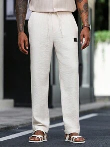 Manfinity Homme Men's Casual Solid Color Tapered Pants - Apricot - View 4