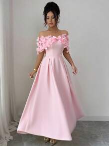 Elenzga Váy lưới thêu họa tiết bướm phong cách Bohemian giản dị thanh lịch cho kỳ nghỉ xuân/hè dành cho nữ - Hồng - Xem 4