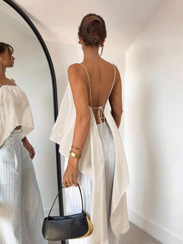 Siren Gaze Women's Solid Color Minimalist Backless Camisole For Daily Wear Summer