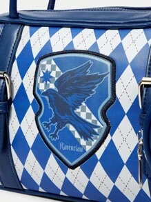 HARRY POTTER X SHEIN Women Letter & Plaid Pattern Shoulder Bag - Blue - View 5