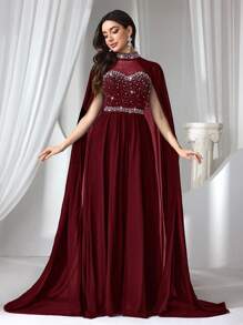 Coutiva 女士水钻与人造珍珠装饰正式晚礼服（大量装饰） - 紅色 - 查看 4