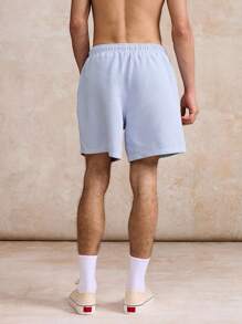 Surfspeed Short de plage décontracté unicolore pour hommes, été - Bleu azur - Voir 5