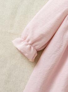 SHEIN Baby Girl Sweet Cute Embroidered Long Sleeve Dress - Pink - View 5