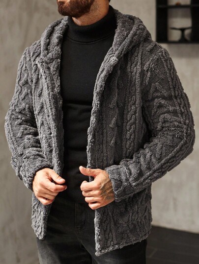 Manfinity Homme 男士长袖休闲纯色连帽外套，秋冬季百搭单品