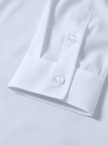 Manfinity Bizformal Elegant White Long Sleeve Dress Shirt For Formal Or Office Wear With Shirt Collar Business Shirts Business Casual Men Shirt , Fall