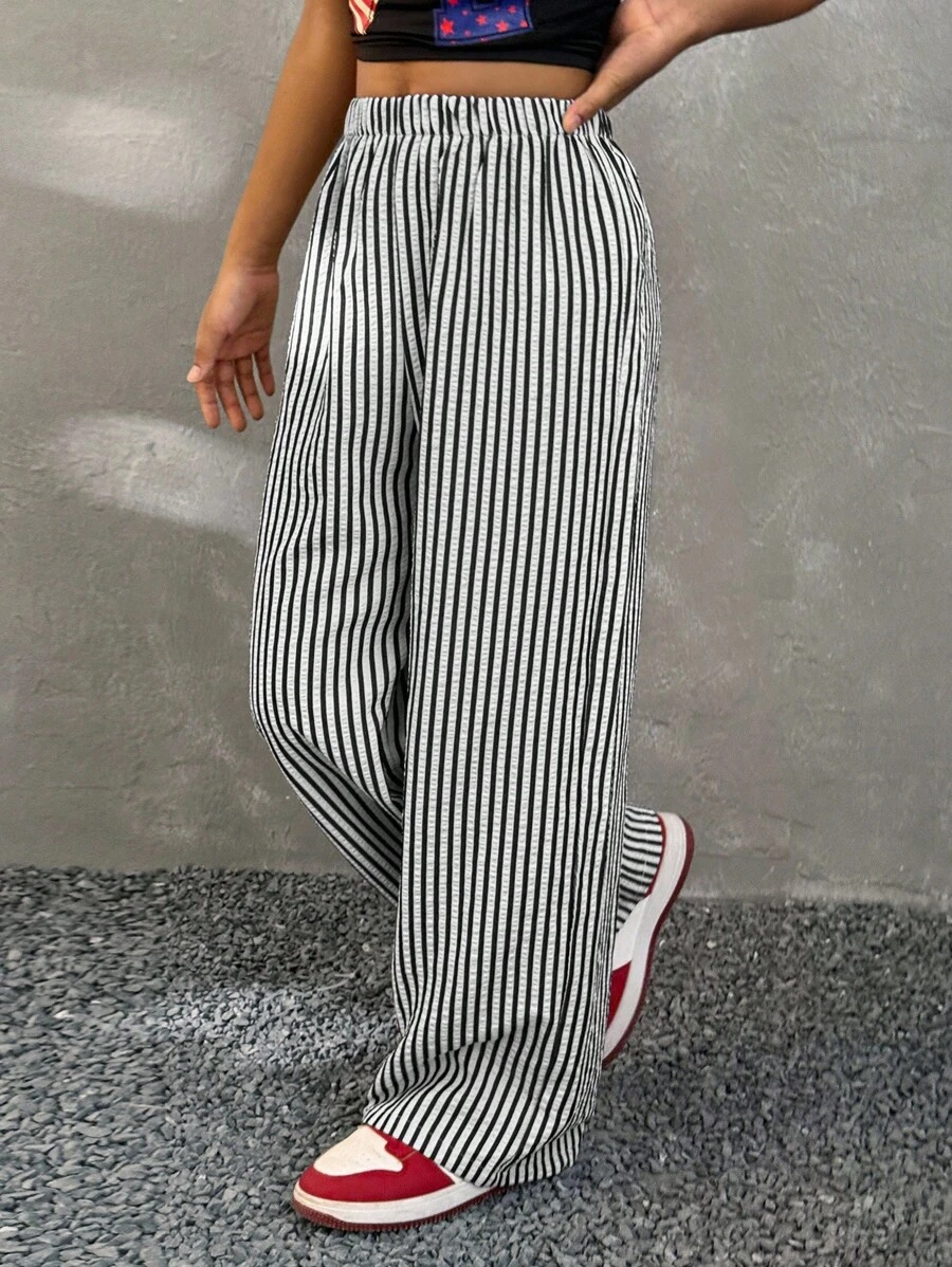 Coolane Kids Tween Girls Fall Clothes ,Striped & Printed Casual Daily Wear Girl  Long Pants,Back To School,Back To School Clothes, Striped Pants, Vertical Striped Pants Winter - Multicolor - View 1