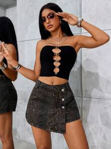 SHEIN ICON 女式豹纹休闲牛仔短裤 - 彩色 - 查看 3